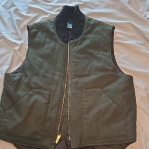 Olive Green Men's Vest with Black Collar